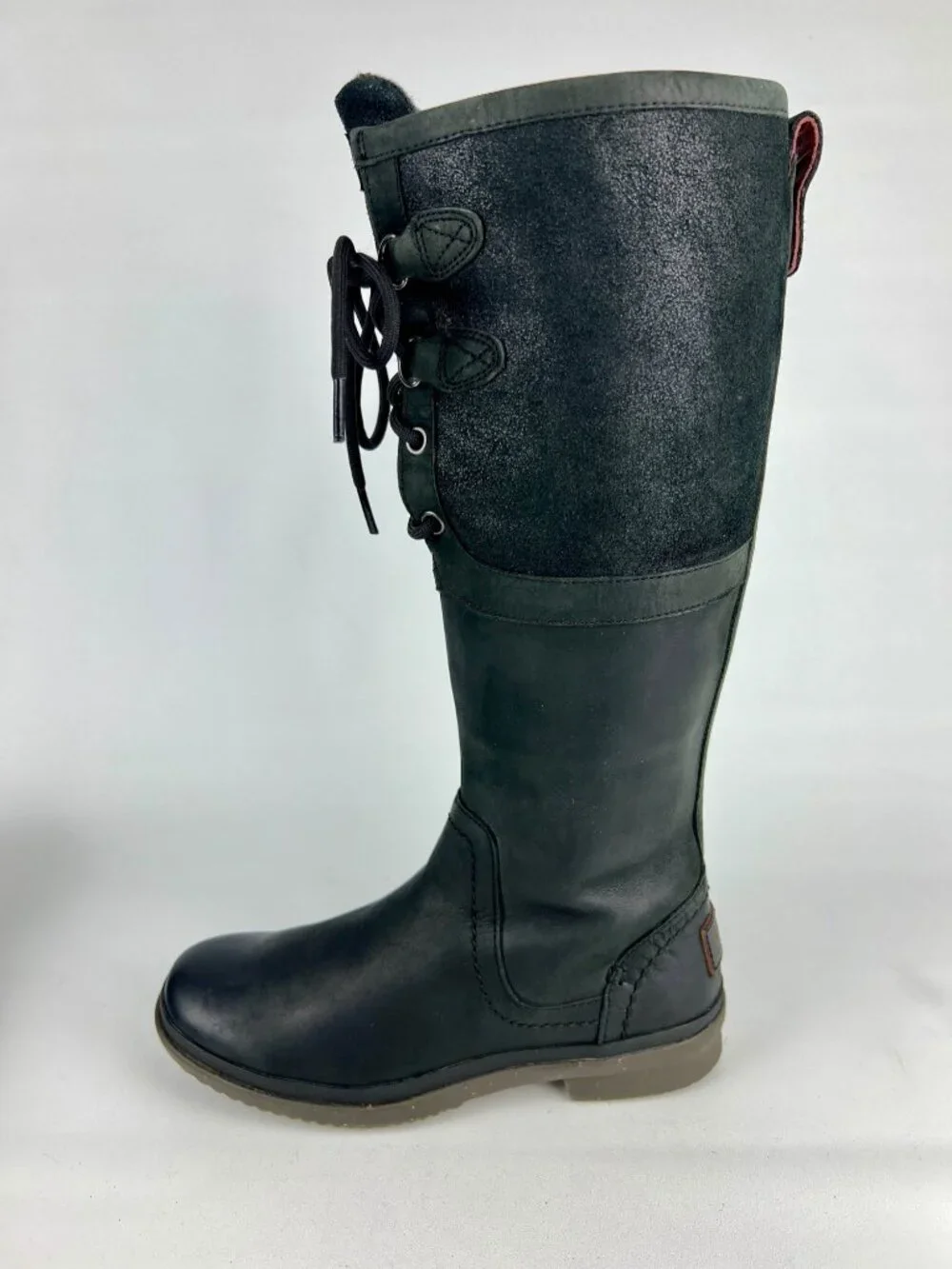 Ugg Womens Elsa Tall Boots 1008438 Black Waterproof Leather Rain Winter size 6